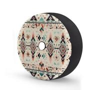 Retro Aztec Pattern Spare Tire Cover with Backup Camera Hole Ethnic Painted Waterproof Wheel Tire Cover Fit for Trailer RV SUV Truck and Many Vehicle 15 Inch