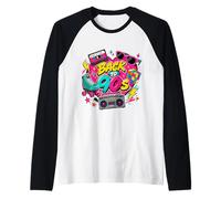 Retro Back to 90s Retro Cassette Boombox Roller Skate Cube Raglan Baseball Tee