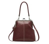 Retro Bag | Adjustable Retro British PU Leather Kiss-Lock Handbags for Phone Women Commuting Home Work Outdoor, wine red, Se référer au descriptif