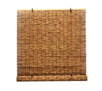 Retro Bamboo Blinds for Windows, Roll Up Shades with Lift 30 35 45 60 75 80 100 125 140 155 Natural Reed Curtains for Porch Gazebo Patio, Filtering Light, Privacy Drape(90 x 163 cm)