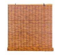 Retro Bamboo Blinds Hand-Woven/Customizable Size/Protection Privacy Carbonization Bamboo Roller Blinds Natural Reeds Curtain for Garden Patio Gallery Decorative Cordless