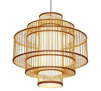 Retro Bamboo Chaner, Nordic Modern DIY Ceiling Lamp Creative Nostalgia Pendant Light Hand-Woven Wicker Rattan Suspension Lantern for Restaurant Cafe Bedroom Entrance Decoration