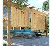 Retro Bamboo Roll Up, Anti-UV Outdoor Bamboo Roll up Shades, Privacy Natural Roman Roller Blinds with Lift, Easy Installation Window Dressing Customizable, Roll up Evenly, Thermal Insulation(Primary B