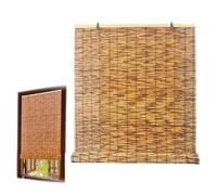 Retro Bamboo Roller Blinds 100-150cm Wide UV Protection Outdoor Sunshade Waterproof Privacy Curtains Blackout Kitchen Roman Blinds with Lifting Device (110x270cm)