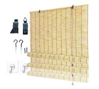 Retro Bamboo Roller Blinds - Blackout Shades for Indoor & Outdoor Use, Sunshade Privacy Curtains, Various Sizes (40-105cm) for Windows, Doors, Patios & Balconies