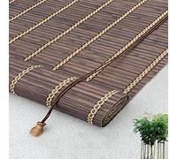 Retro Bamboo Roller Blinds,Dark Brown Bamboo Window Curtain Drape Sunscreen,Natural Wood Roll Up Blind,Light-Transmissive,Non-Transparent,Custom Roman Shades,for Windows/Doors (W80xH140cm/32x55in)