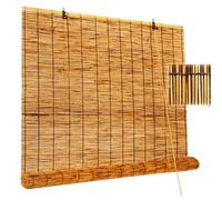Retro Bamboo Roller Blinds for Outdoor Use - Waterproof Blackout Roller Shades in Various Sizes (30-160cm) - Stylish Patio Curtains for Privacy & Light Control (W100cm x H300cm)