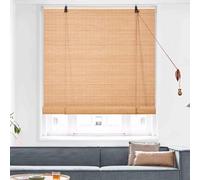 Retro Bamboo Roller Blinds Natural Wood Roll Up Shades for Light Filtering Roman Blinds Customizable Color Inside Outside Mount 100x150cm