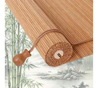 Retro Bamboo Roller Blinds, Natural Wood Window Shades Blinds Anti-UV Dustproof Decorative Curtain, Screen Partition Blind, for Indoor/Outdoor/Garden
