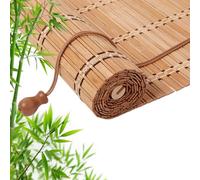 Retro Bamboo Roller Blinds, Natural Wood Window Shades Blinds Anti-UV Dustproof Decorative Curtain, Screen Partition Blind, for Indoor/Outdoor/Garden
