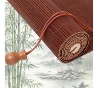 Retro Bamboo Roller Blinds, Natural Wood Window Shades Blinds Anti-UV Dustproof Decorative Curtain, Screen Partition Blind, for Indoor/Outdoor/Garden