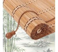 Retro Bamboo Roller Blinds, Natural Wood Window Shades Blinds Anti-UV Dustproof Decorative Curtain, Screen Partition Blind, for Indoor/Outdoor/Garden