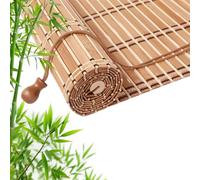Retro Bamboo Roller Blinds, Natural Wood Window Shades Blinds Anti-UV Dustproof Decorative Curtain, Screen Partition Blind, for Indoor/Outdoor/Garden
