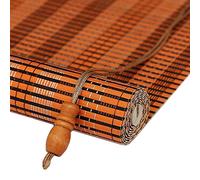 Retro Bamboo Roller Shade - Customizable Orange Blue Green - Sunshade for Patio Door Window Balcony Kitchen - Stylish Roman Blinds for Home Decor