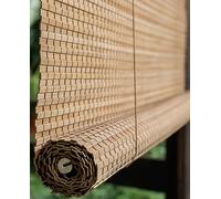 Retro Bamboo Roller Shade Weatherproof Bamboo Blinds for Outdoor Use 50-140cm Width Perfect for Terrace Balcony and Window Sun Protection