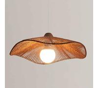 Retro Bamboo Woven Pendant Light - Coffee Color Ceiling Fixture, Japanese Decorative Lamp for Restaurants, Coffee Shops, Country Wicker an Home Lighting (Coffee 50cm)