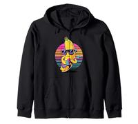 Retro Banana Guitarist Bananas Guitar Zip Hoodie