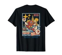 Retro Bangkok Street Food Powered Fish Design T-Shirt