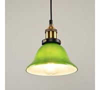 Retro Banker Pendant Light, Nostalgic Hanging Lamp, Emerald Green Glass Shade, Vintage Industrial Chandelier for Living Room & Bedroom Home Decor