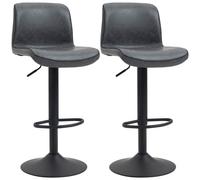 Homcom Barstools Set Of 2, Dining Stools With Backrest And Footrest