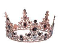 Retro Baroque Crown Tiara with Large round Rhinestones | Alloy and Rhinestone Finish, Lightweight Portable Wear, Party and Wedding Accessory with Jewel Decoration