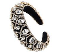 Retro Baroque Rhinestone Sponge Headband for Bridesmaids and Pageants | Elegant Vintage Styling, Lightweight Quick Finish, Small Charms Included, One Piece for Short Hair