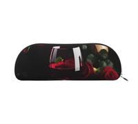 Retro Baseball Brown Print Cosmetic Bags For Women,Receive Bag Makeup Bag Travel Storage Bag Toiletry Bags Pencil Case, Red Wine Rose And Candle, One Size