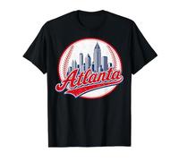 Retro Baseball Player Lover Atlanta Distressed Game Day Value Graphic T-Shirt, Men, Black, M