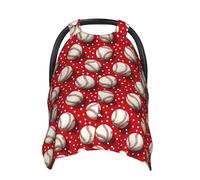 Retro Baseball Red Print Baby Car Seat Covers, Breathable Nursing Cover Breastfeeding Cover, Stroller Covers, Multi-use Infant Carseat Canopy, Baby Boys Girls Newborn Essentials