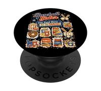 Retro Baseball Sister I'M Just Here For The Snacks Softball PopSockets Adhesive PopGrip