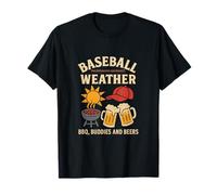 Retro Baseball Weather BBQ Buddies & Beers Graphic T-Shirt