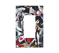 Retro Basketball Shoes Sneaker Pattern 1 Gang Rocker Light Switch Cover Decorative Single Decora Outlet Wall Plate Faceplate Switchplate GFCI for Boyroom Bathroom Bedroom Decor
