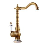 Retro Bathroom Basin Mixer Tap Single Handle Faucet 360° Rotating High Rise Sink Tap for Countertop Basin Hot and Cold Mixed Single Hole All Copper Antique high