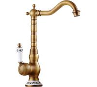 Retro Bathroom Basin Mixer Tap Single Handle Faucet 360° Rotating High Rise Sink Tap for Countertop Basin Hot and Cold Mixed Single Hole All Copper Antique high (Antique high)