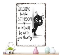 Retro Bathroom Decorations - Antique Wall Posters, 20x30cm Bathroom Wall Decor for Dorms, Metal Funny Bathrooms Walls Art with Rustic Finish, Toilet Poster, Toilets Decoration for Home