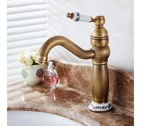 Retro Bathroom Faucet 360° Swivel Spout Brass Sink Mixer Ceramic WaterSaving Tap Blue and White Design Vintage Style Easy Installation Modern Elegance