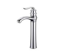 Retro Bathroom Sink Taps Single Lever Vintage Sink Faucet Bathroom Basin Mixer Tap Single Hole Hot and Cold Water, Chrome, High