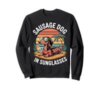 Retro Beach Dachshund in Sunglasses Summer Vibes Sweatshirt