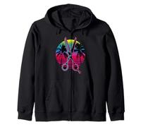 Retro Beach Palm Barber Hairdresser Zip Hoodie