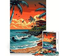 Retro Beach Summer Vibes Hard Jigsaw Puzzle for Adults 1000 Pieces Recall Boost Quiet Calm Smooth Cut Classic Gift (50x75cm)