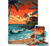 Retro Beach Summer Vibes Hard Jigsaw Puzzle for Adults 1000 Pieces Recall Boost Quiet Calm Smooth Cut Classic Gift (50x75cm)