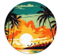 Retro Beach Sunset Puzzles 1000 Pieces for Adults Jigsaw Puzzles for Adults DIY Home Decor Gift, Adult Brain Teaser (Size 67.5x67.5cm)