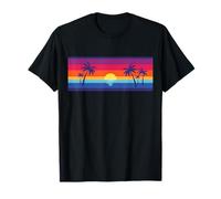 Retro Beach Sunset. Tropical sea and Palms T-Shirt