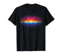 Retro Beach Sunset. Tropical sea and Palms T-Shirt