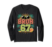 Retro Beach Vacation 67 Bruh Six Seven Teacher Spring Break Long Sleeve T-Shirt