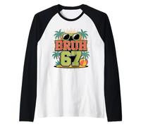 Retro Beach Vacation 67 Bruh Six Seven Teacher Spring Break Raglan Baseball Tee