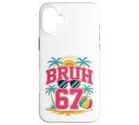 Retro Beach Vacation Hot Pink 67 Bruh Cute Girls Six Seven Case for iPhone 16 Plus