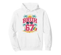 Retro Beach Vacation Hot Pink 67 Bruh Cute Girls Six Seven Pullover Hoodie