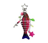 Retro Beaded Phone Strap Chain with Fish Star Charm Resin Multipurpose Bag Decoration for Purse Resin Fishing Bait Pendant, フリーサイズ