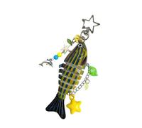 Retro Beaded Phone Strap Chain with Fish Star Charm Resin Multipurpose Bag Decoration for Purse Resin Fishing Bait Pendant, フリーサイズ